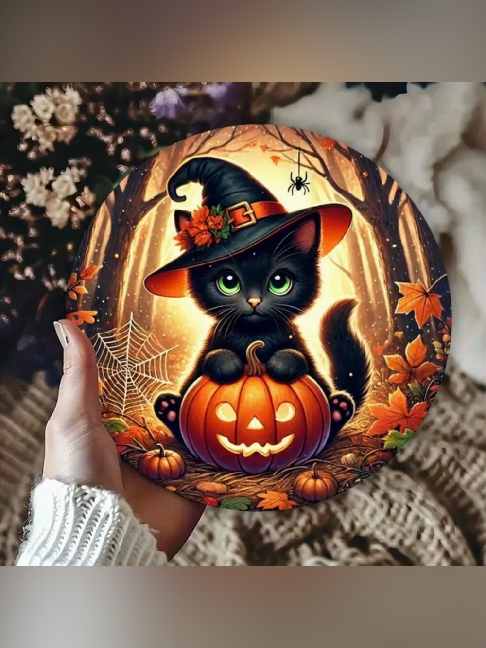 Witch Cat Wall Art Vintage Inspired 2D Flat Metal Wall Art New